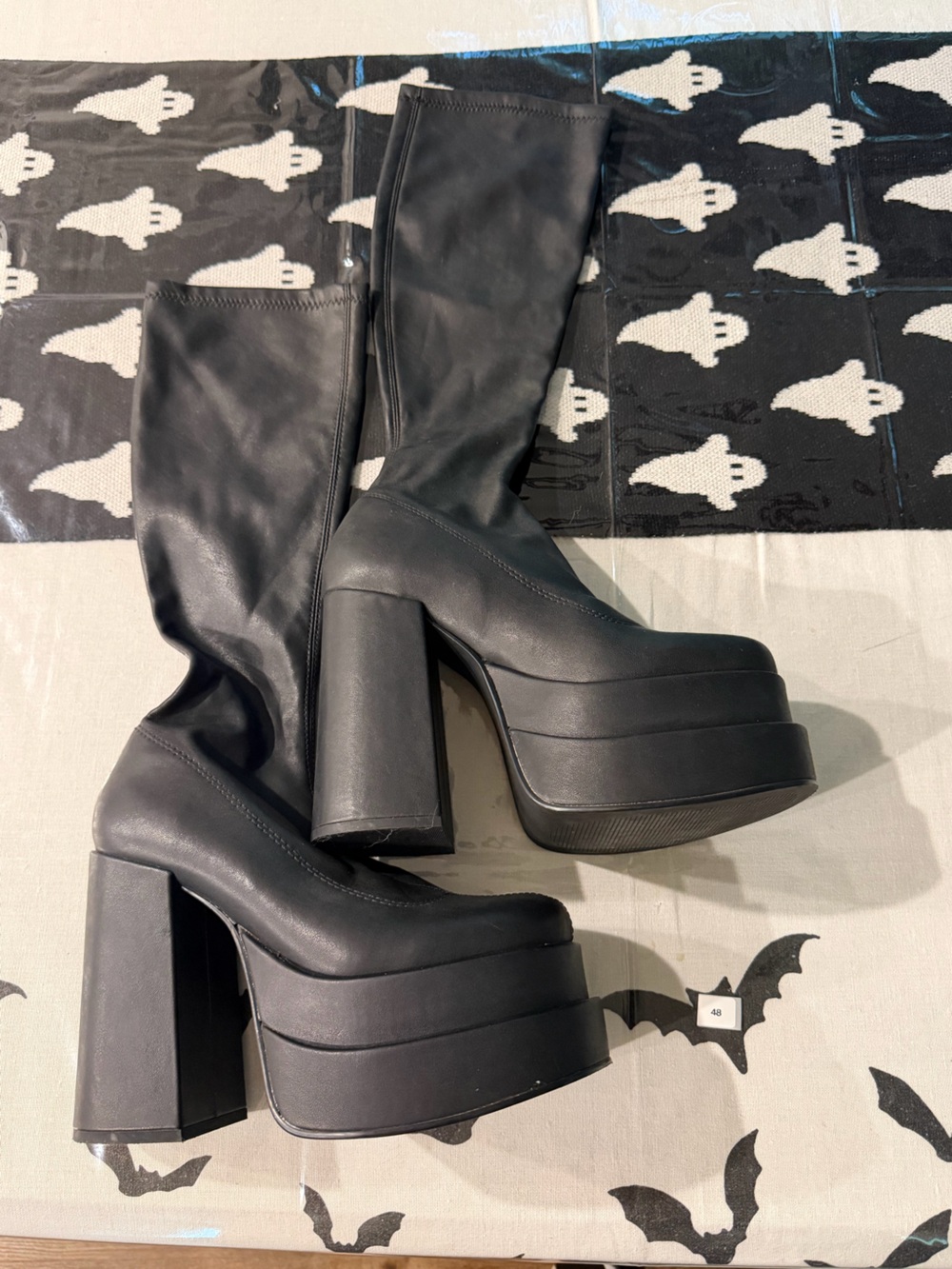 Steve Madden Black Platform Knee-High Block Heel Boots